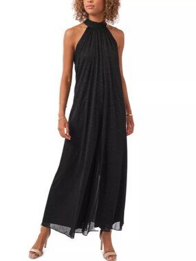 MSK Sleeveless Halter Jumpsuit Solid Black L